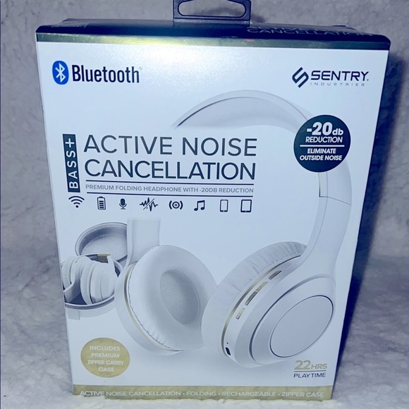 Sentry Over-Ear Headphones White ANC Bluetooth w/noise‎ cancellation - Picture 10 of 16